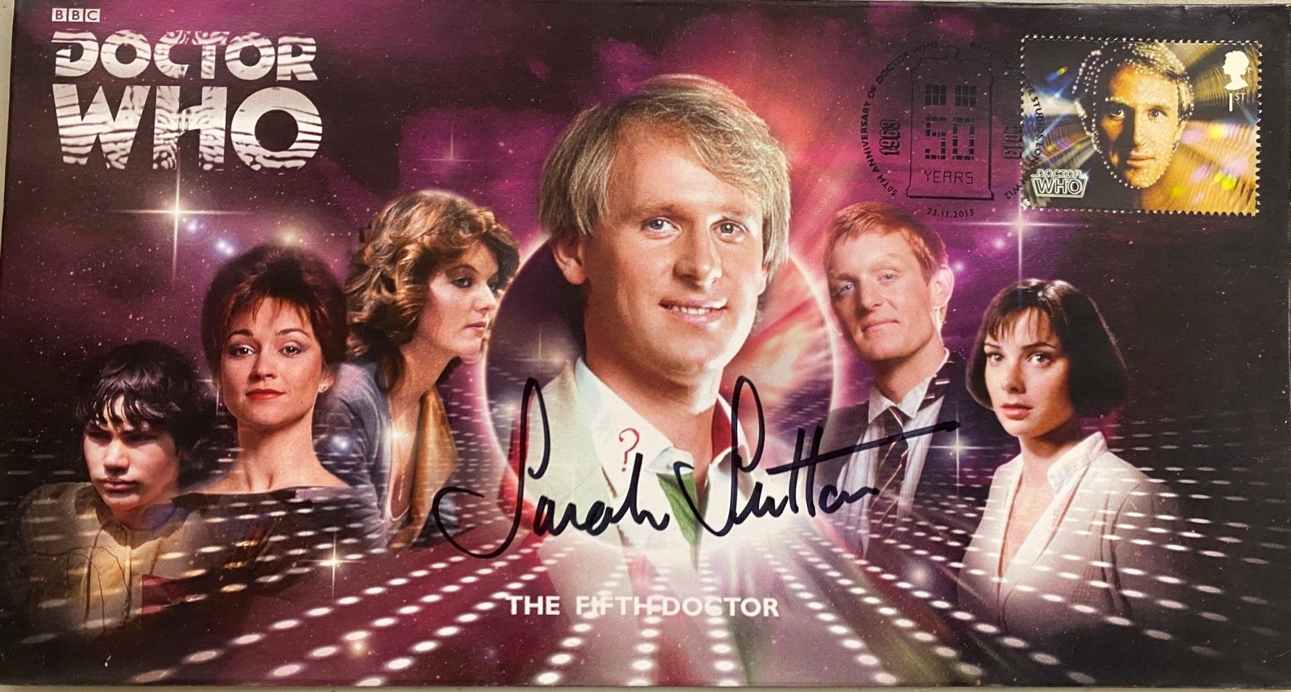 The Fifth Doctor Who COMPANIONS SERIES Stamp Cover FDC Signed by Sarah Sutton